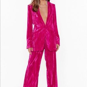 Nasty gal velvet v neck oversized blazer size 14